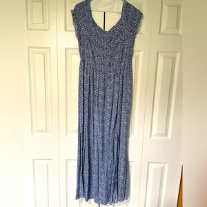 Blue floral smocked maxi